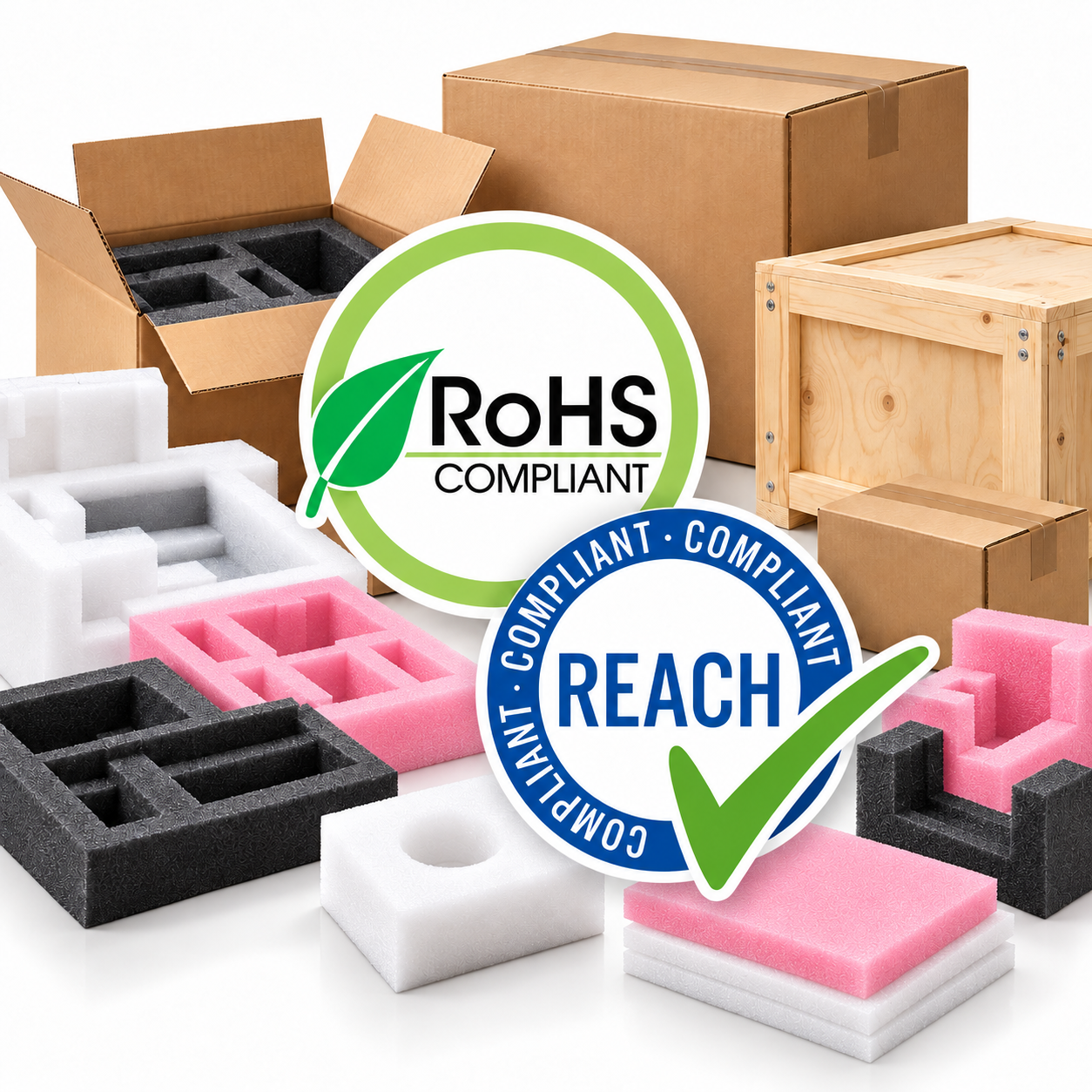 תאימות RoHS ו-REACH באריזות תעשייתיות